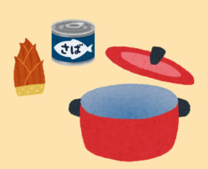 サバとタケノコの味噌汁材料