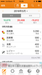 毎日家計簿の支出